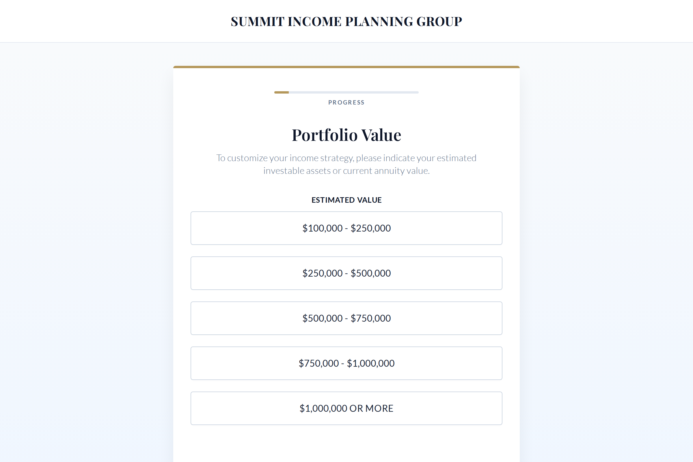 Summit Income Planning Landing Page