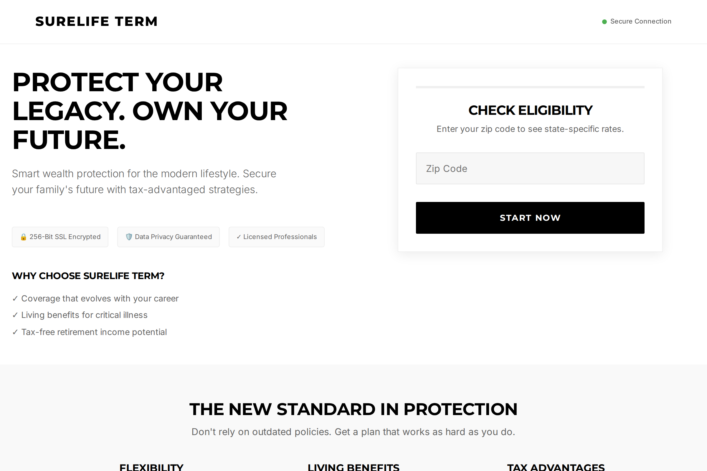 SureLife Term Landing Page
